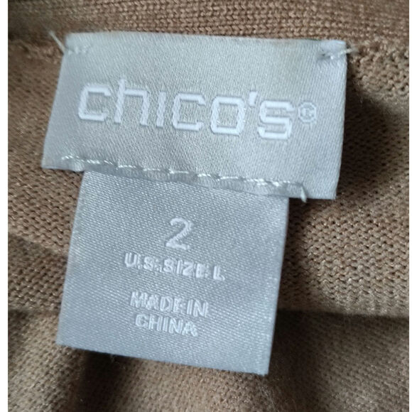 CHICOS Open Scarf Hem Cardigan Brown Women's Size 2/L - Picture 5 of 6